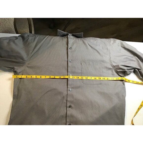 AXCESS- MENS STRIPED GREY 100% COTTON NON-IRON BUTTON-DOWN SHIRT SIZE NECK 17 - Picture 6 of 7